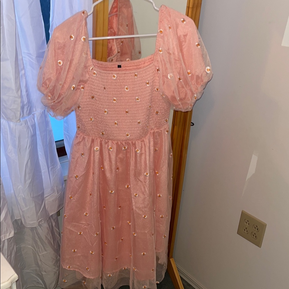 Pink Floral Tulle Dress